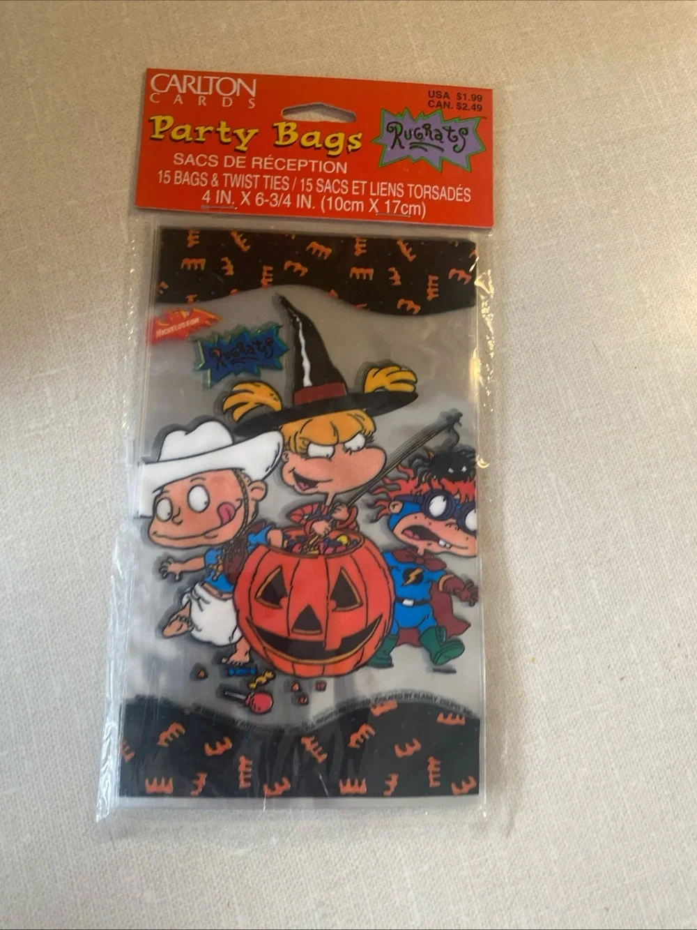 Nickelodeon Nicktoons Rugrats Vintage 1998 Carlton Cards Halloween Party Bags